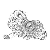 mignon chien mandala coloriage illustration vectorielle conception d'art en ligne pour les enfants et les adultes. vecteur