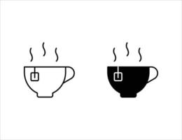 icône de tasse de thé. icône de contour et icône solide vecteur