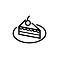 icône vectorielle fine ligne de gâteau sur la plaque. vecteur