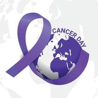 conception de l'affiche du concept de ruban violet de la journée mondiale du cancer vecteur