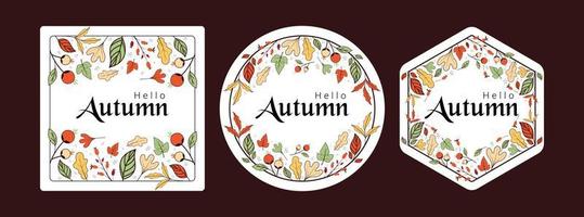 cadres d'automne avec des feuilles saisonnières d'automne sur une collection de fond blanc vecteur