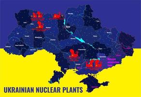 carte de la pnp d'ukraine. la centrale nucléaire de zaporizhzhya, la plus grande d'europe, présente un risque de contamination radioactive dans des conditions d'hostilités. vecteur