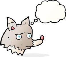 dessin animé loup malheureux avec bulle de pensée vecteur