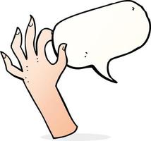 symbole de main de dessin animé avec bulle de dialogue vecteur