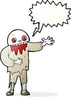 zombie effrayant de dessin animé avec bulle de dialogue vecteur