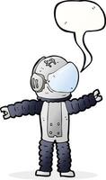 astronaute de dessin animé atteignant avec bulle de dialogue vecteur