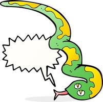 serpent sifflant de dessin animé avec bulle de dialogue vecteur