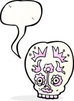 crâne de sucre dessin animé avec bulle de dialogue vecteur