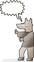 loup-garou drôle de dessin animé avec bulle de dialogue vecteur