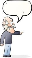 dessin animé vieil homme furieux avec bulle de dialogue vecteur