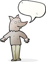 loup-garou heureux de dessin animé avec bulle de dialogue vecteur