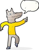 dessin animé loup homme avec bulle de dialogue vecteur