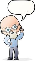 dessin animé vieil homme avec bulle de dialogue vecteur