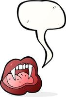 lèvres de vampire de dessin animé avec bulle de dialogue vecteur