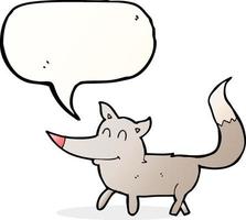 dessin animé petit loup avec bulle de dialogue vecteur