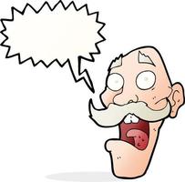 dessin animé effrayé vieil homme avec bulle de dialogue vecteur