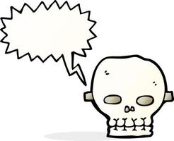 masque de crâne effrayant de dessin animé avec bulle de dialogue vecteur