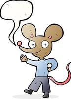 dessin animé agitant la souris avec bulle de dialogue vecteur
