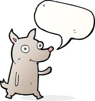 dessin animé petit chien agitant avec bulle de dialogue vecteur