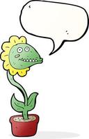 plante monstre de dessin animé avec bulle de dialogue vecteur