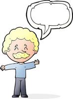 dessin animé garçon avec moustache avec bulle de dialogue vecteur