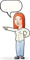 femme de bande dessinée pointant avec bulle de dialogue vecteur