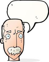 dessin animé agacé vieil homme avec bulle de dialogue vecteur