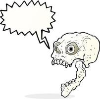 crâne effrayant de dessin animé avec bulle de dialogue vecteur