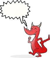 dragon heureux de dessin animé avec bulle de dialogue vecteur