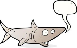 requin heureux de dessin animé avec bulle de dialogue vecteur