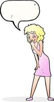 dessin animé femme riant avec bulle de dialogue vecteur