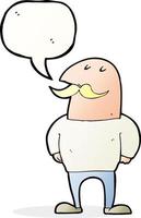 dessin animé homme chauve avec moustache avec bulle de dialogue vecteur