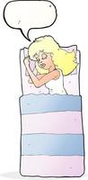 dessin animé femme endormie avec bulle de dialogue vecteur