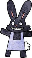 dessin animé doodle d'un lapin souriant vecteur