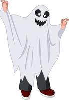 dessin animé mignon enfant portant un costume de fantôme vecteur