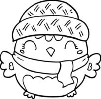 chouette dessin animé mignon au chapeau vecteur