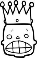 visage de crâne effrayant de dessin animé avec couronne vecteur