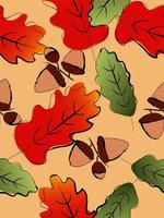 feuille de chêne automne et modèle sans couture de gland vecteur