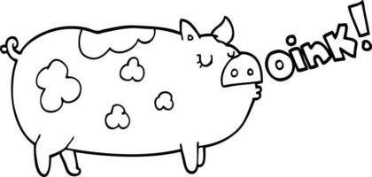 dessin animé cochon grognant vecteur