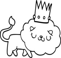 lion de dessin animé avec couronne vecteur