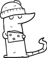 voleur de souris de dessin animé avec du fromage vecteur