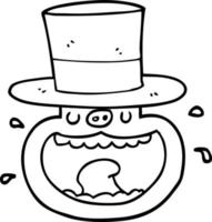 cochon de dessin animé portant un chapeau haut de forme vecteur