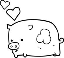 dessin animé cochon amoureux vecteur