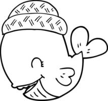 baleine de dessin animé portant un chapeau vecteur