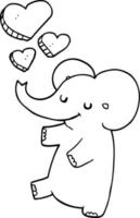 éléphant de dessin animé avec des coeurs d'amour vecteur