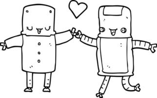 robots de dessin animé amoureux vecteur