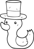 canard de dessin animé portant un chapeau haut de forme vecteur