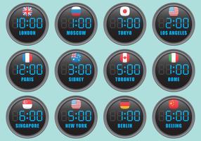 Horloges internationales numériques vecteur