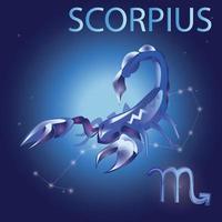 signe astrologique du scorpion en douze zodiac avec fond d'étoiles de galaxie vecteur