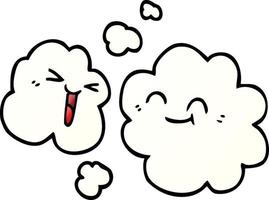 dessin animé doodle nuages heureux blancs vecteur